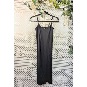 Intimately Free People Women's Spaghetti Strap Black Nylon Midi Slip Size M/L